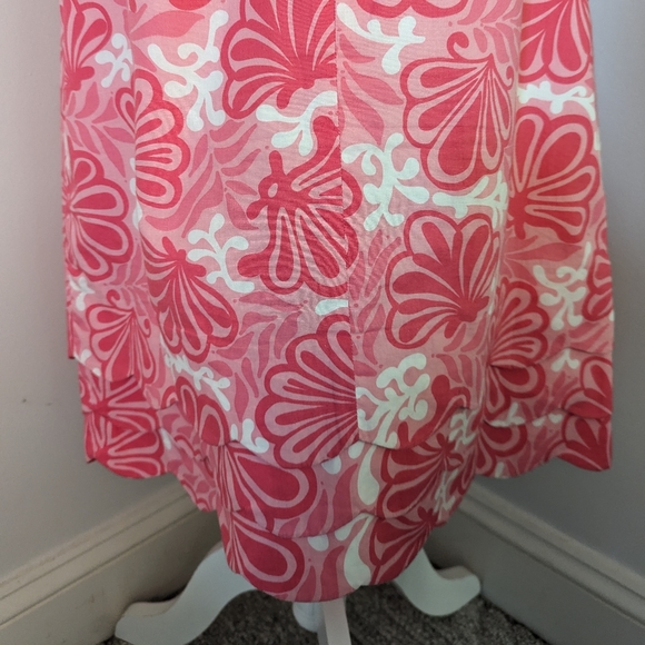 Vintage Lilly Pulitzer Skirt Pink White Me Shell Print Scalloped Hem Size 8 - Picture 9 of 11